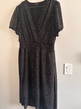 Amazon Black Midi Dress with White Dot Print